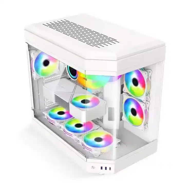 Rainbow desktop computer case supports ATX motherboard 360 water-cooled glass side transparent USB3.0 gaming case White Rainbow desktop computer case supports ATX motherboard 360 water-cooled glass side transparent USB3.0 gaming case White